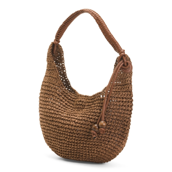 Haute Hippie Crochet Straw Shoulder Handbag - Picture 2 of 3